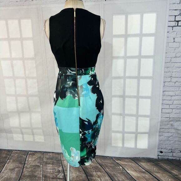 Closet Women's Sleeveless Black Top Wrap Skirt Scuba Feel Pencil Dress Size 6 - Picture 6 of 11